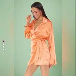 Show Me Your MuMu Orange Satin Mini Dress